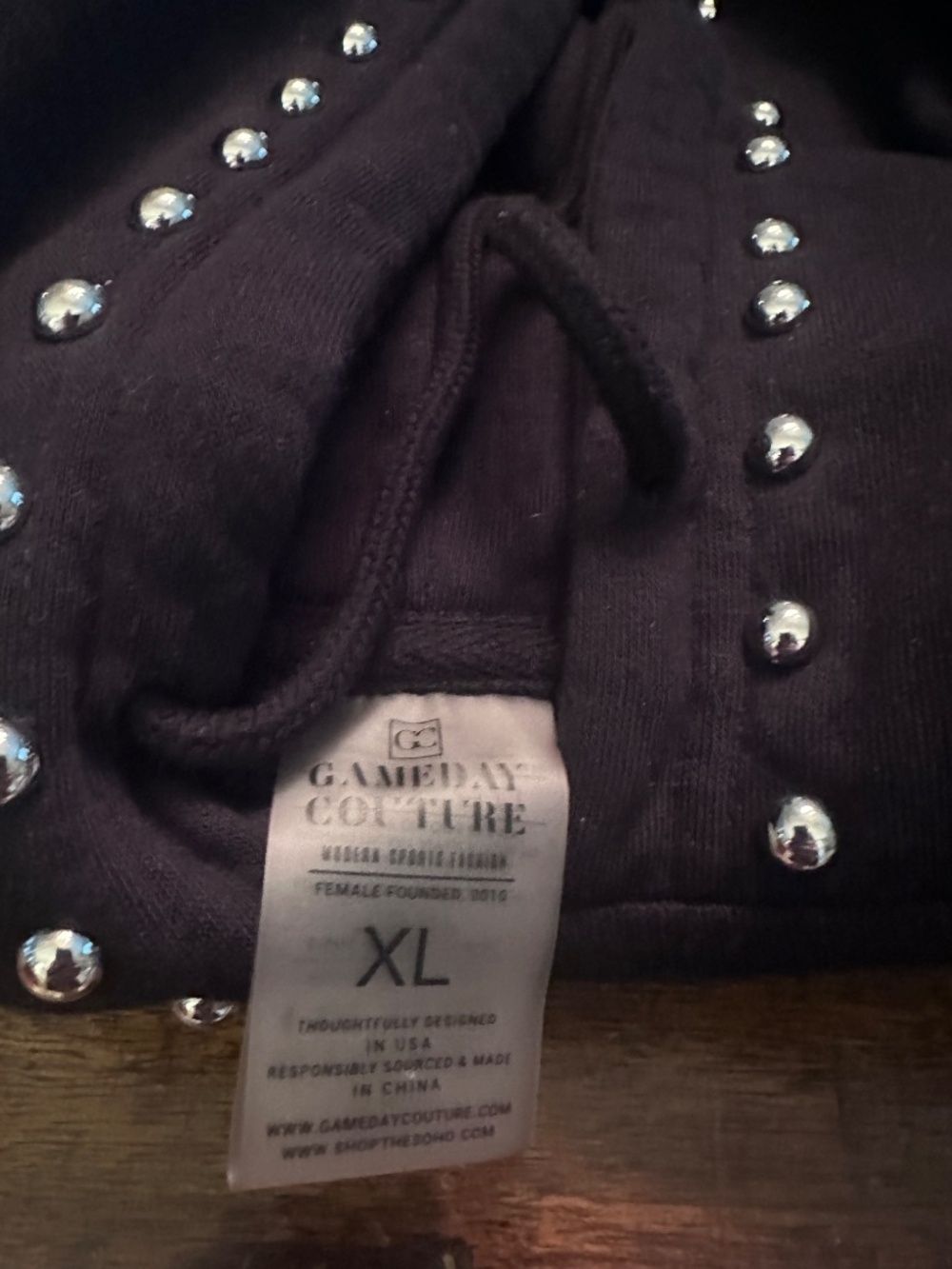 Philadelphia Eagles XL Studded Rhinestone Hoodie Gameday Couture NFL Women Black - Picture 4 of 4